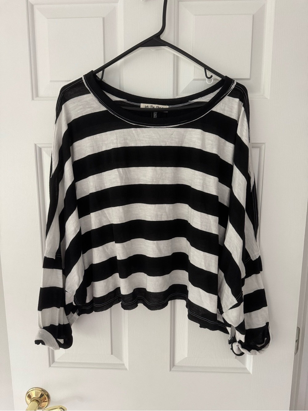 We The Free Black & White Oversized Striped Long Sleeve Tee